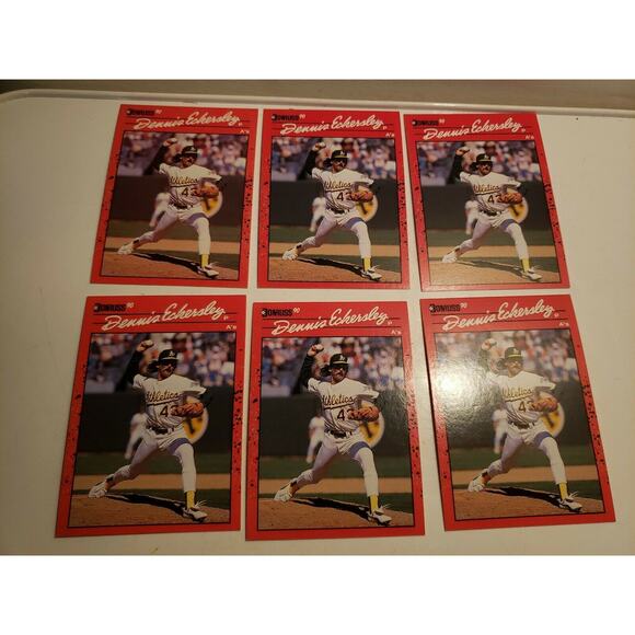 DENNIS ECKERSLEY 1990 Donruss #210 - Error no dot after LEAF, INC - Lot of 6 - Picture 1 of 6